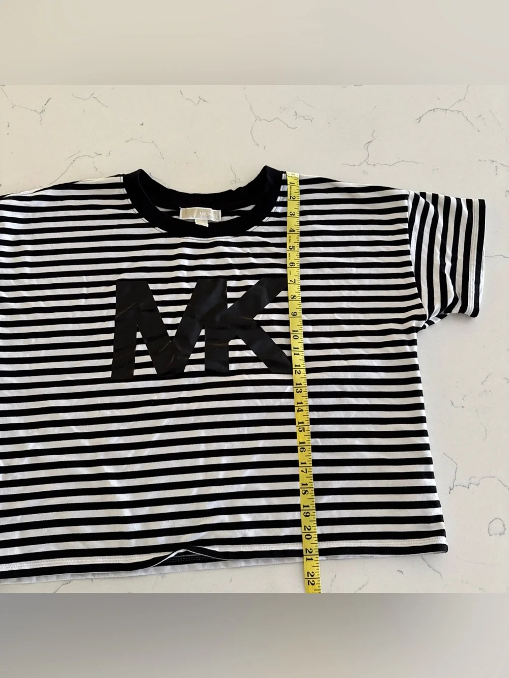 Michael Kors Boxy T-Shirt black with striped w MK logo short sleeve top